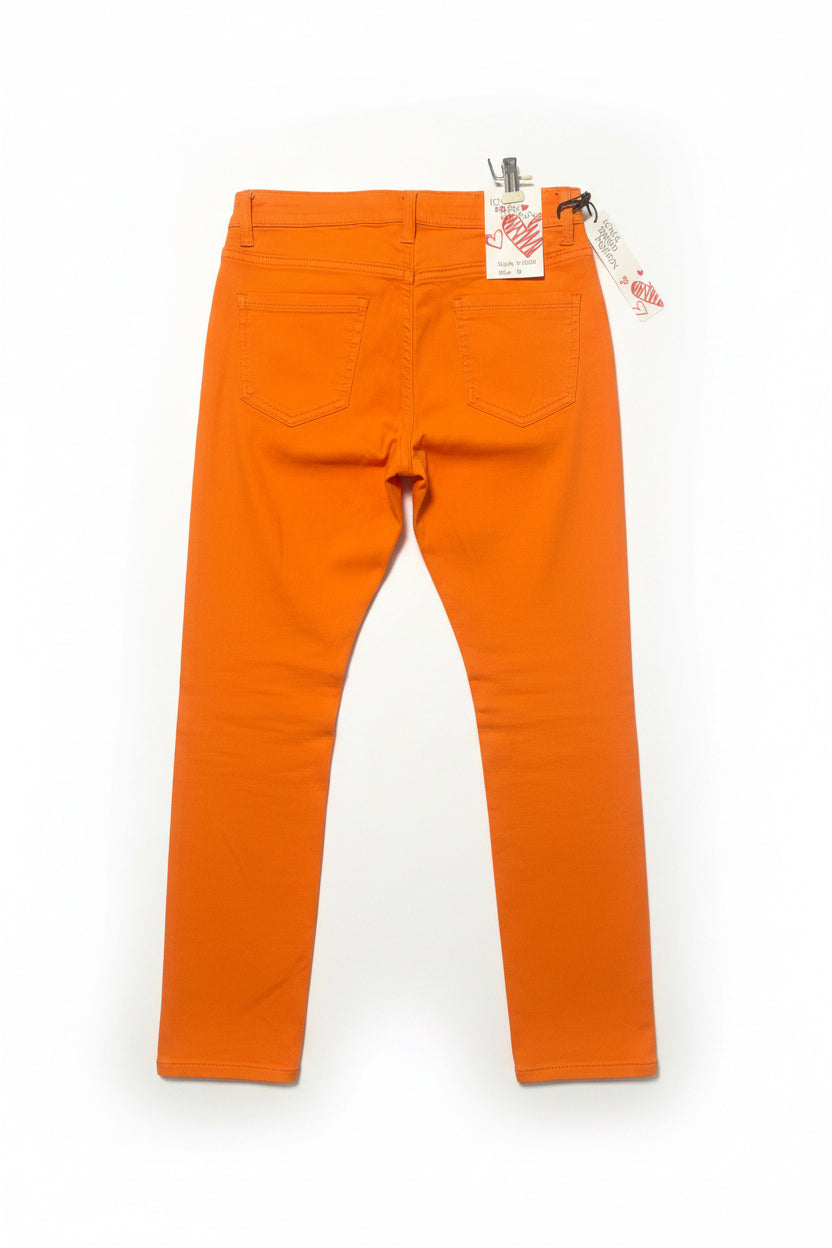 Orange Stretchy Denim Jeans