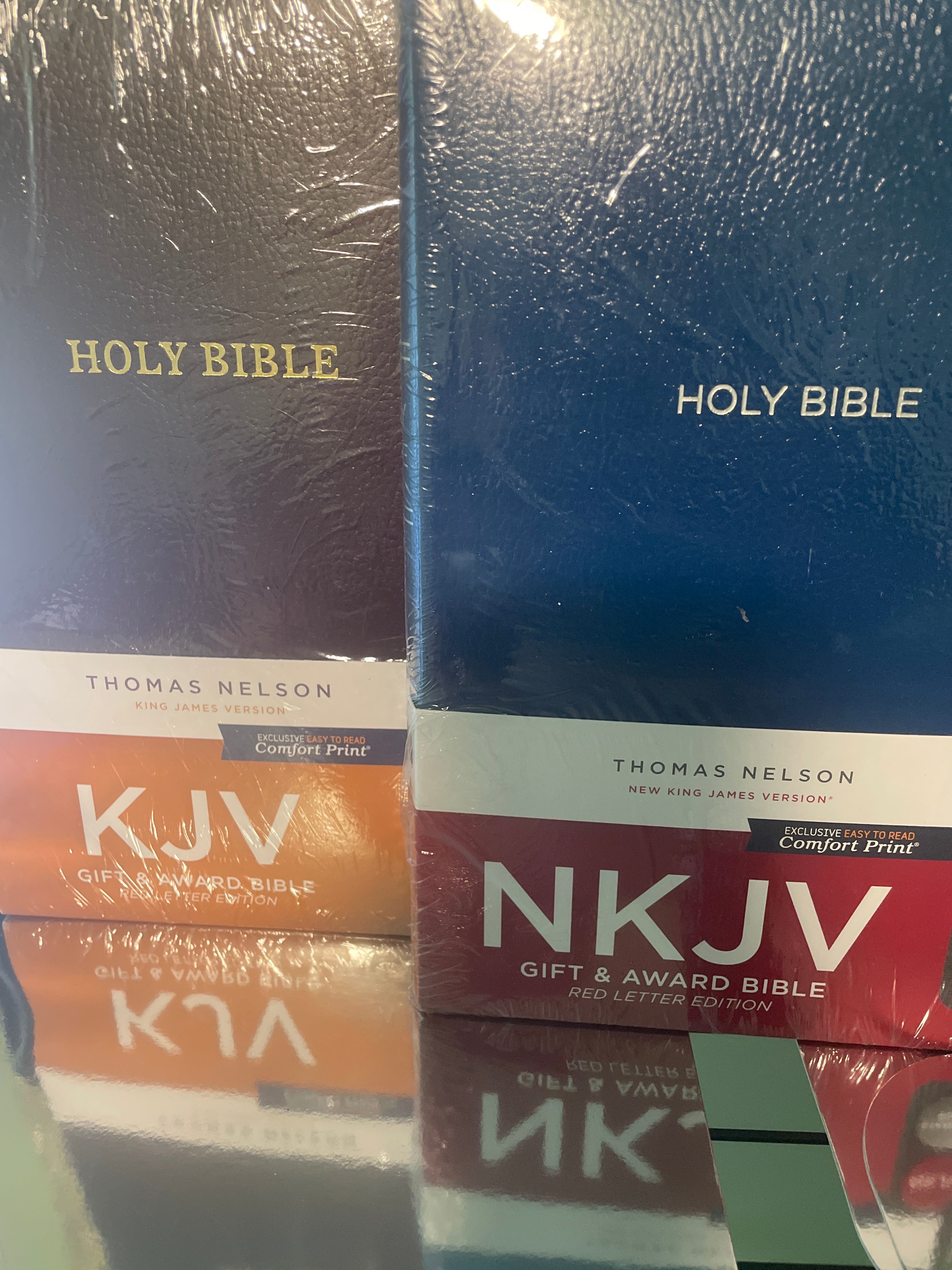 Red and Blue Leather like Bible